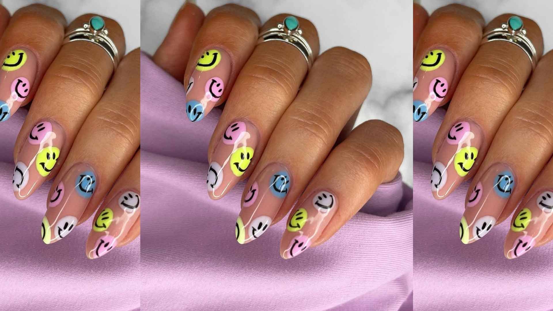 5. Smiley Face Nail Stickers - wide 9