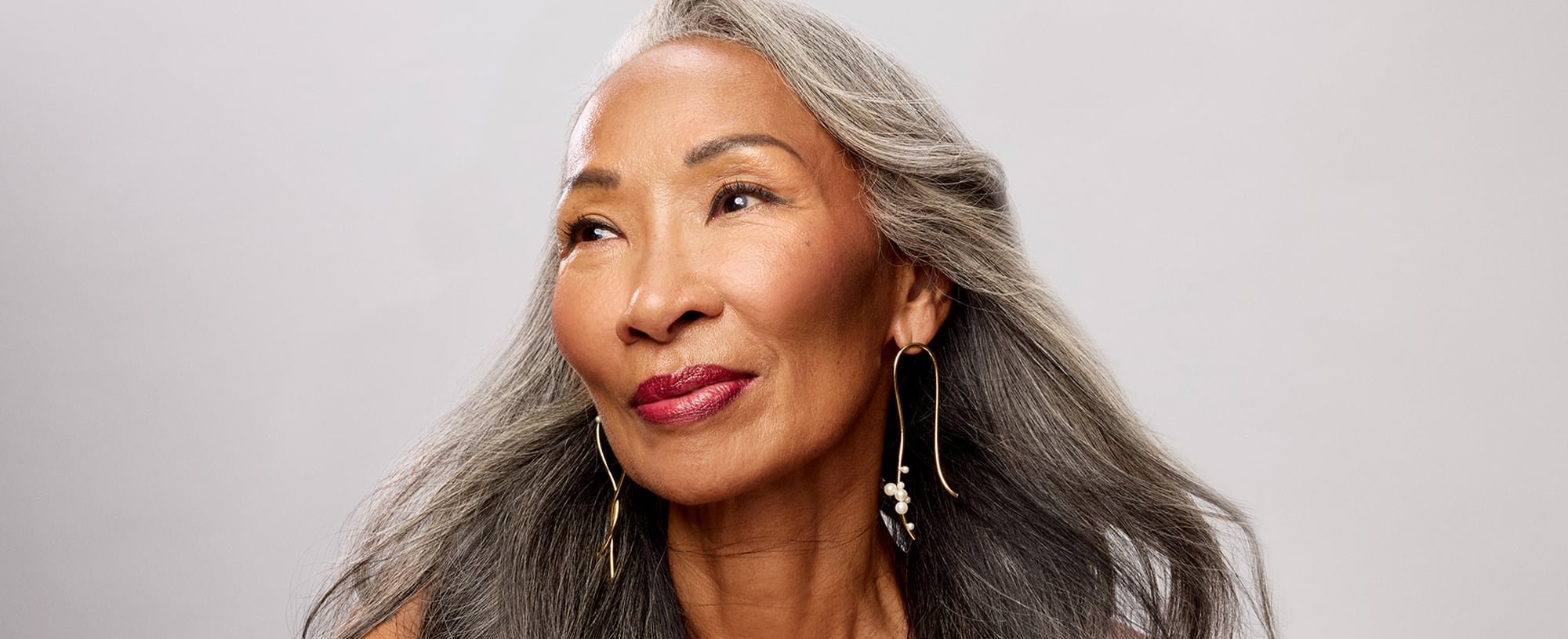 Mature woman with long gray hair Banner-silver-highlights-and-gray-highlights-Desktop